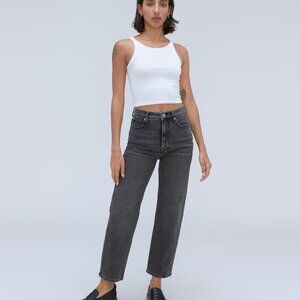 Everlane High-waisted Straight Leg Jeans Charcoal Black
